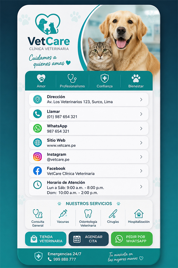 vCard para veterinaria
